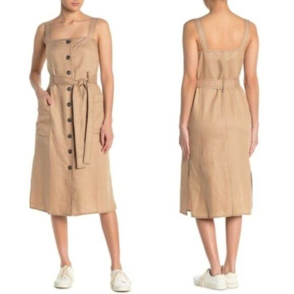Moon River Dresses & Skirts - MOON RIVER Contrast Stitch Button Front Midi Dress